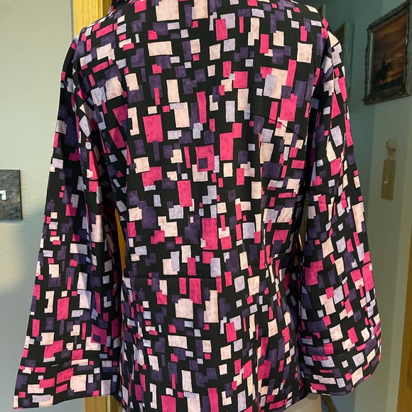 Vintage Blue Diamond Stretch Blouse Size Medium - Picture 3 of 4